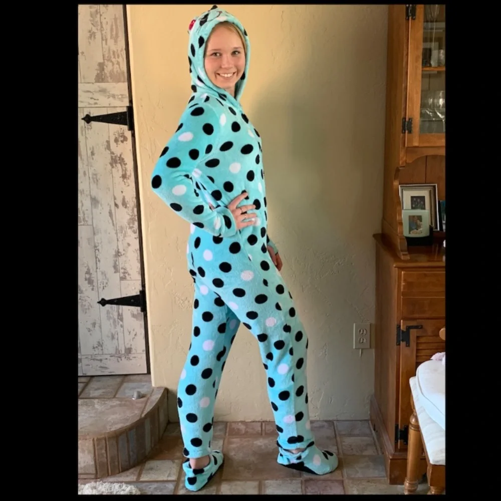 Justice Girls polka dot onesie pajama size 16-18
